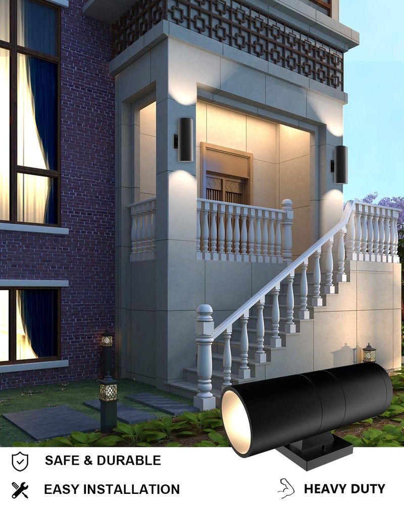 Tipace Black Modern Outdoor Porch Lights up Down Lights Exterior Cylinder Patio Light, Waterproof Exterior Wall Light Fixtures for Courtyard,entryway,Garage (Bulbs Not Included) - Image 3